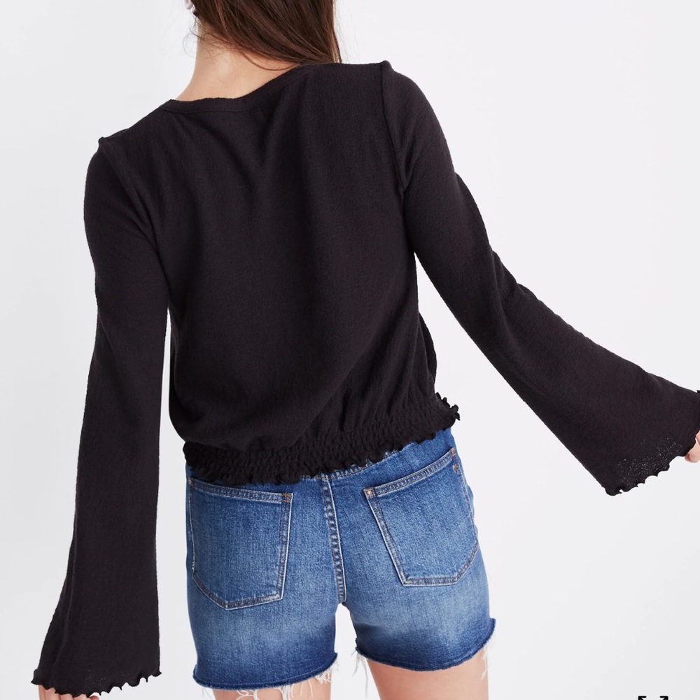 Madewell Texture & Thread Smocked Bell-Sleeve Top - Picture 3 of 11